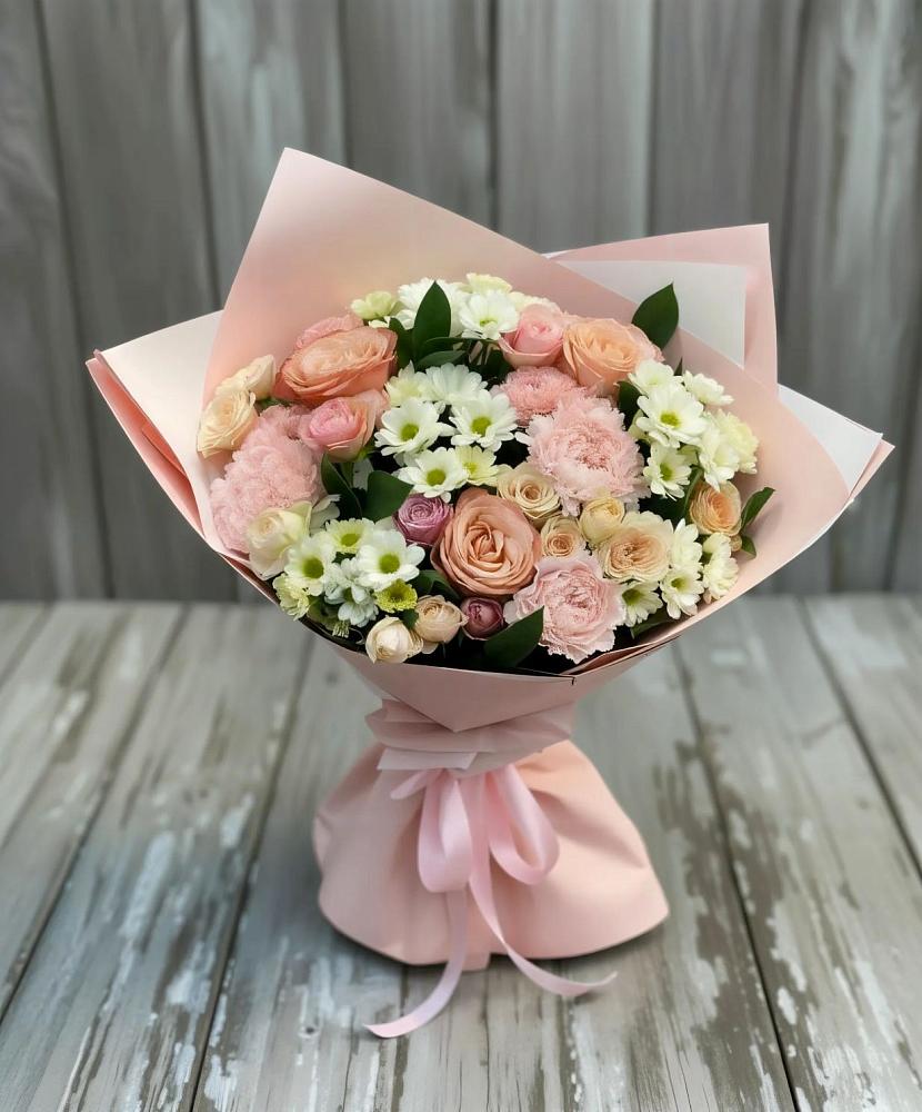 Букет цветов из: Гвоздики, Розы и Хризантемы в Васюринской