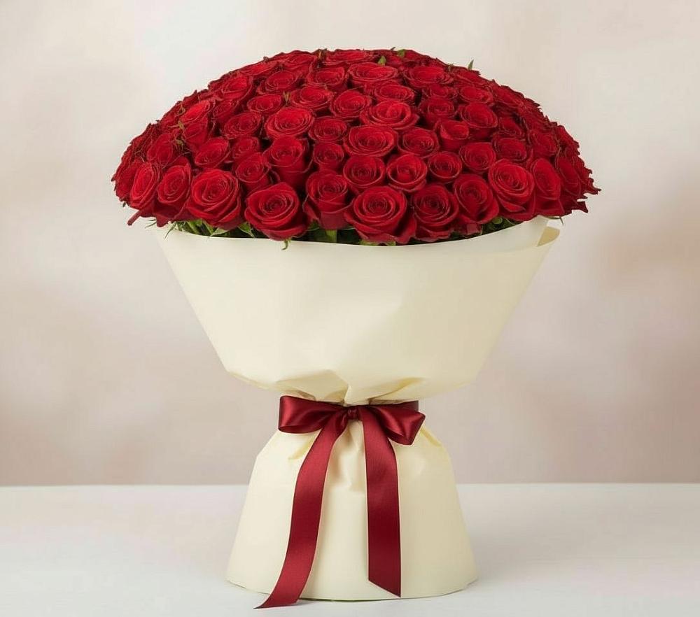 Букет 101 Красная роза Милано в Васюринской