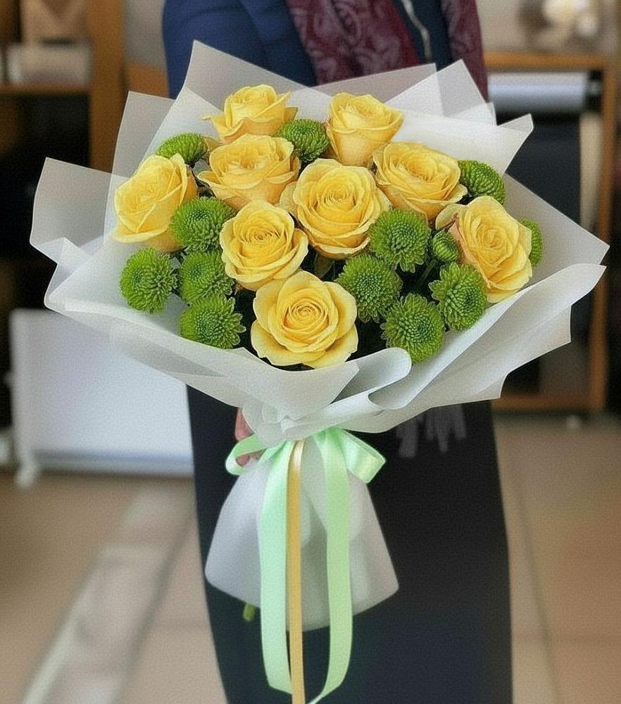 Букет цветов из: Хризантемы и Розы в Васюринской