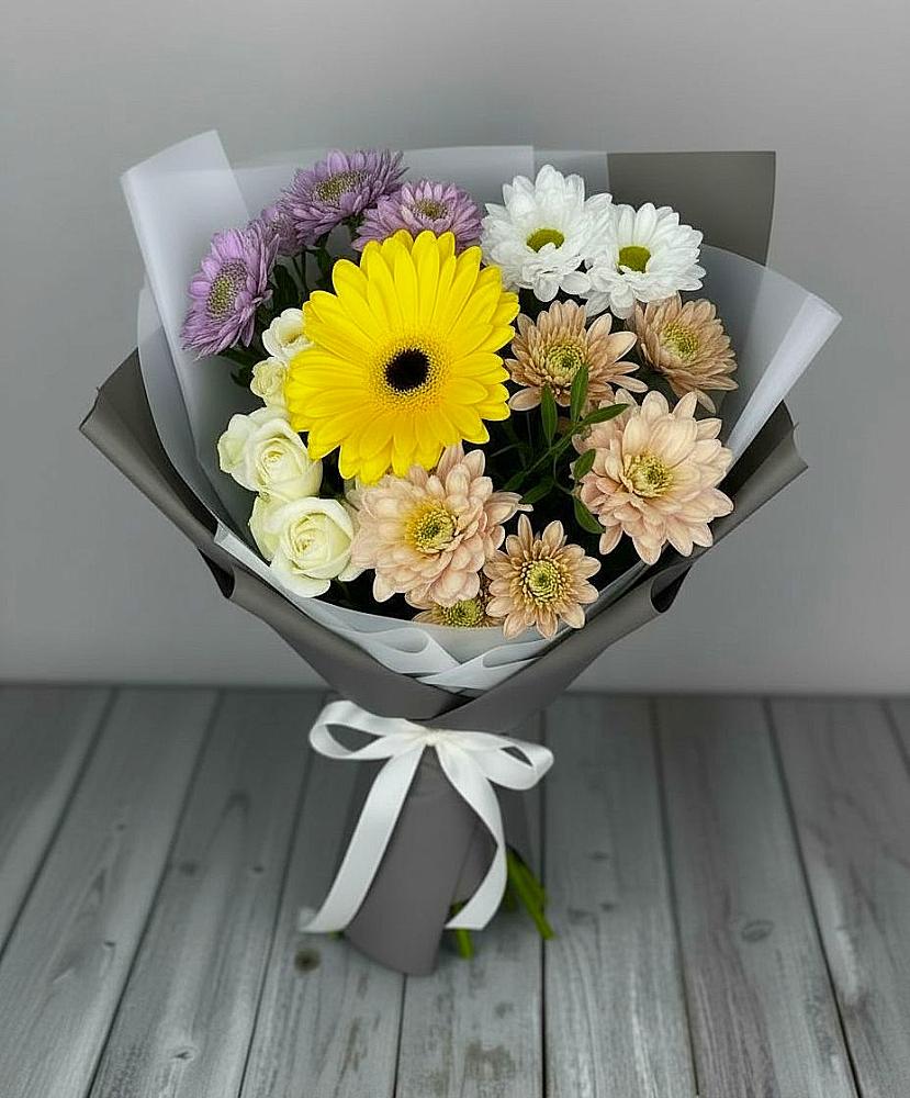 Букет цветов из: Розы, Герберы и Хризантемы в Васюринской