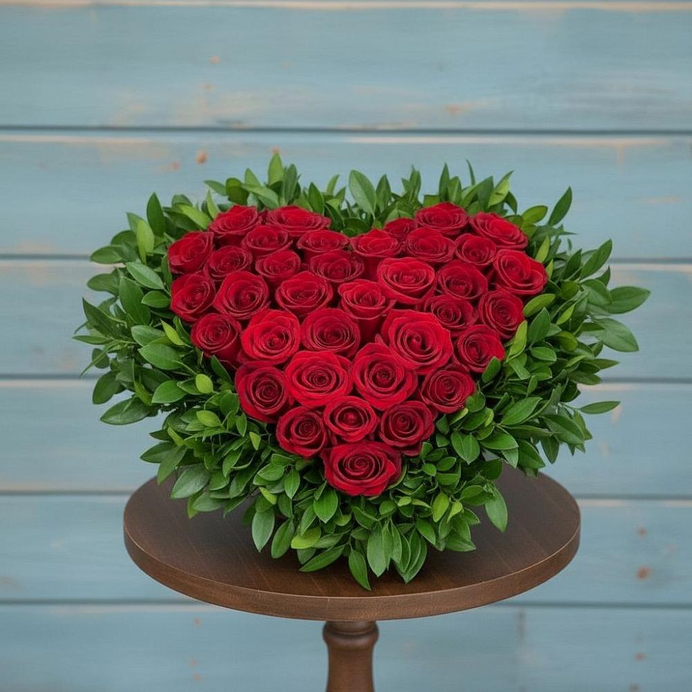 Цветочная композиция из Розы в виде сердца в Васюринской