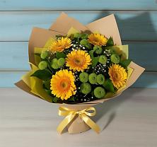 Букет цветов из:  Герберы и Хризантемы в Васюринской