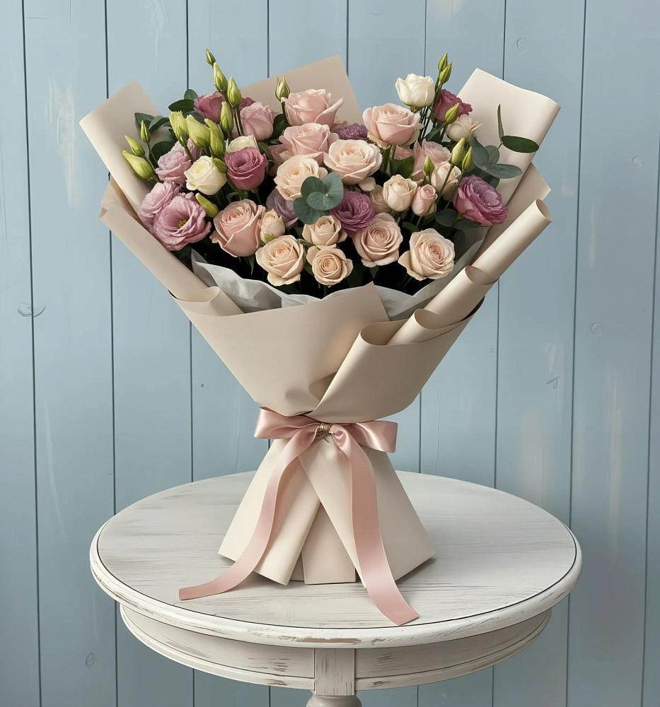 Букет цветов из: Розы и Лизиантусы в Васюринской